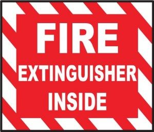 fire extinguisher inside sign label