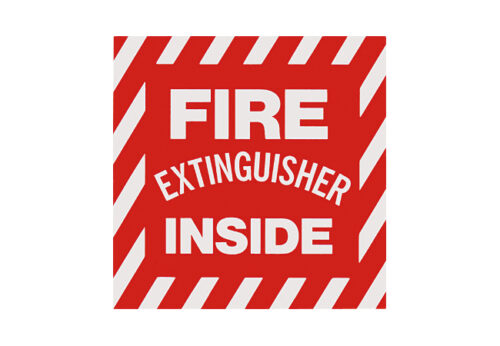 105-NFS BL105 VINYL SELF ADHESIVE FIRE EXTINGUISHER INSIDE SIGN 4" x 4" ***PACK OF 10***