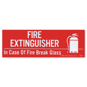 vinyl self adhesive fire extinguisher "in case of fire" 6x2"