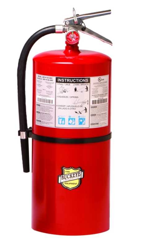 buckeye 20 lb fire extinguisher w/ wall hook for convenient use