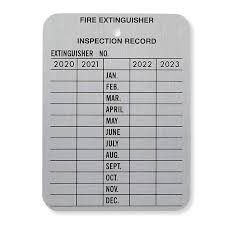 yearly metal tag used for inspection of fire security