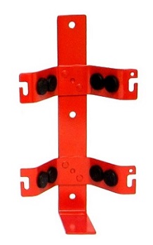 red wall bracket for fire extinguisher