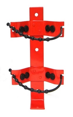 red wall bracket for fire extinguisher