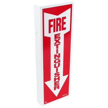 90 degree angle aluminum fire extinguisher arrow sign 4" x 12"