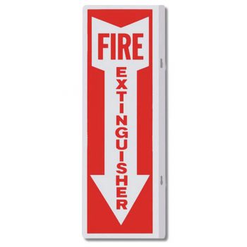 rigid plastic 90 degree fire extinguisher arrow sign 4" x 12"