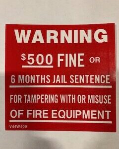 Warning For Tampering With Fire Equipment Sticker - Vinyl Self