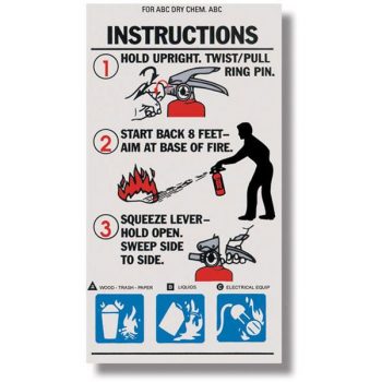 operating label for fire extinguisher