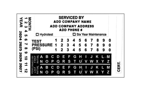 CH6LABEL CUSTOM HYDROTEST LABEL (ROLL OF 100)