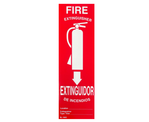 108S-NFS Bilingual Self Adhesive Vinyl Fire Extinguisher Arrow Sign 4″ x 12″ BL-108S *****Pack of 10